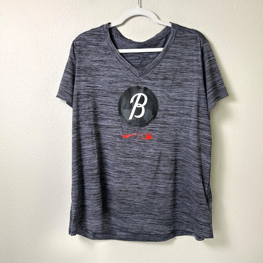 Nike Baltimore Orioles V Neck The Nike Tee Size XXL Gray Logo Short Sleeves MLB